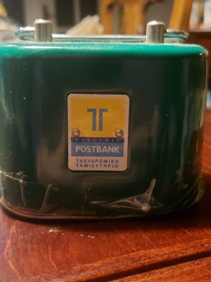 Postbank Savings Box used, green without key