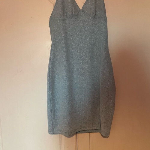 H&M lurex dress blue size small new