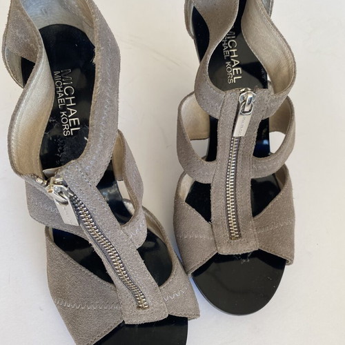 Michael Kors suede sandals used, size 38.5, gray with zipper