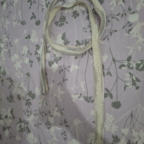 Handmade knitted belt, adjustable, grey and beige