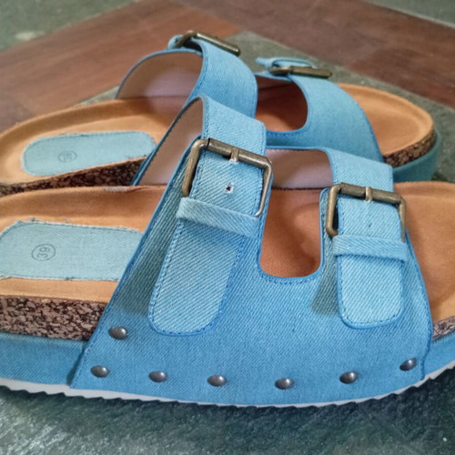 Denim flatform sandals like new, turquoise, size 39, 5.5 cm heel