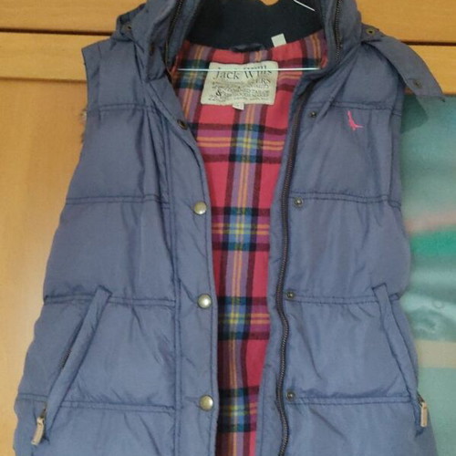 Jack Wills sleeveless jacket like new, blue with removable fur and hood