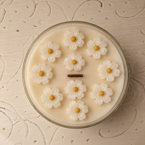 White Blossom Soy Candle Handmade, scented Petit Beurre Biscuit