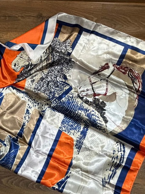 Satin skirt with gift scarf, like new, orange, size S