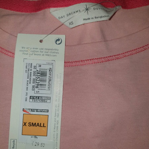 Marks & Spencer pajama set new, size XS, pink and black