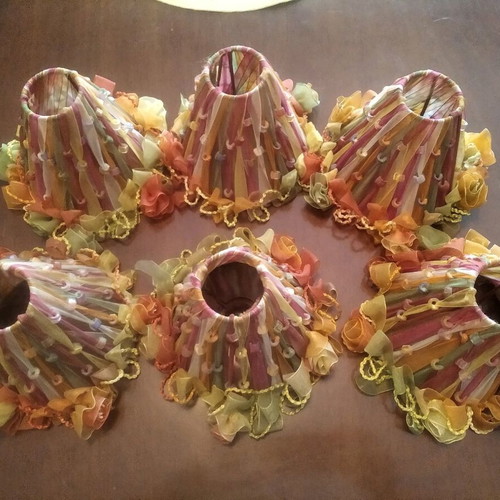 Romantic lampshade covers set of six like new, organza multi colour