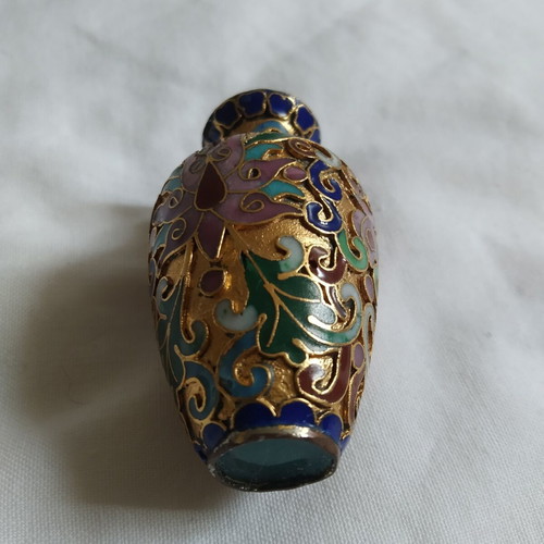 Mini Brass Enamel Vase Cloisonné Vintage Like New