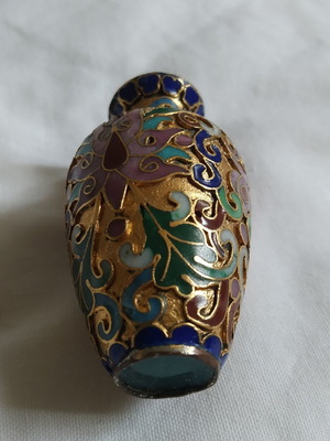 Mini Brass Enamel Vase Cloisonné Vintage Like New