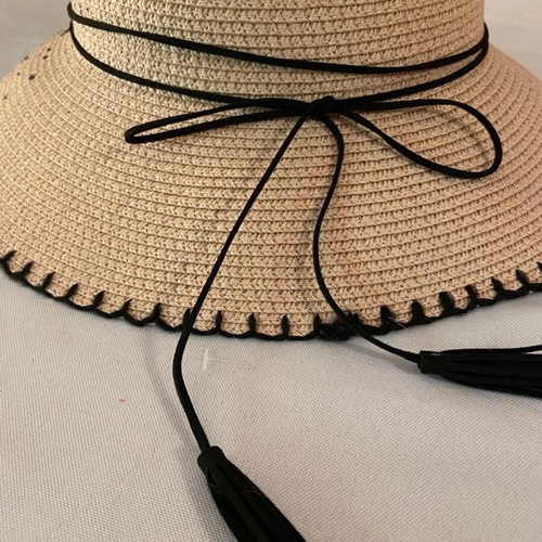 Straw hat new, hand-painted, powder color, size 54