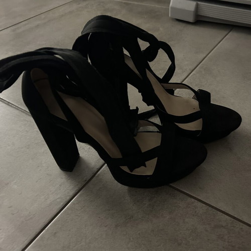 Sandals like new, black platform style, size 38