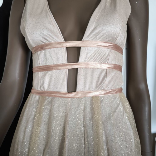 Dress Niki Nikolaidou new, small nude gold tulle evening