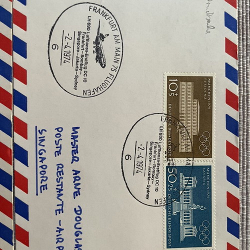 Vintage Lufthansa first flight airmail envelopes set of 4, like new