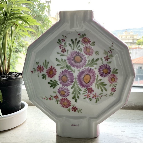 Deborah ceramic vase handpainted, used, 1980s France