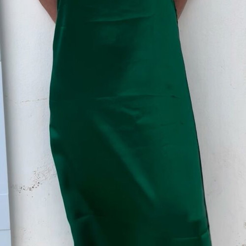 M-Y by Maria Yeroula long satin green dress like new with fixed strap