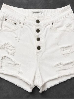 Stradivarius White Denim Shorts XS Like New With Buttons