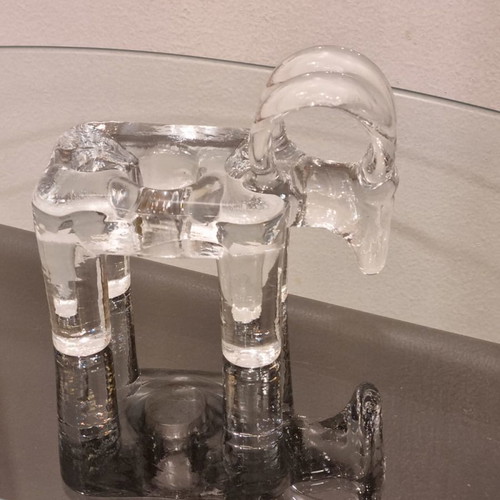Vintage Kosta Boda Sweden Ram glass candleholder by artist Bertil Vallien like new