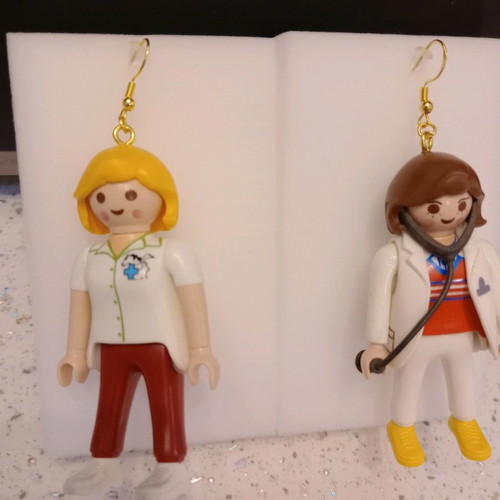 Playmobil earrings!! Hand made!The Doctor & the Nurse!