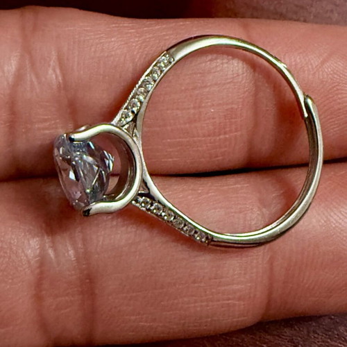 Canary Light Bule Solitaire Ring 925 Silver with Cubic Zirconia