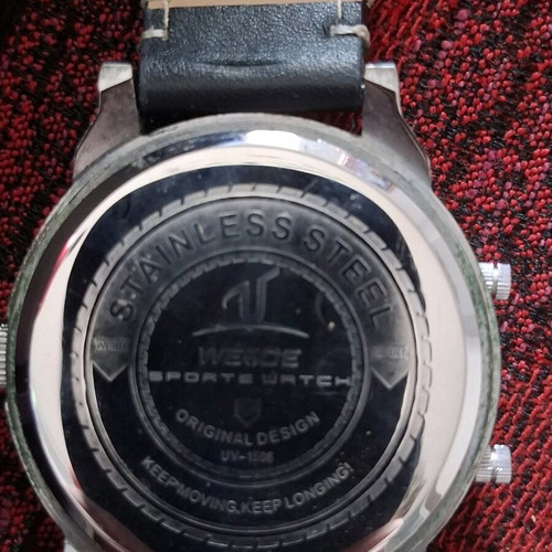 Weide WD10225 men's chronograph watch like new, black leather strap