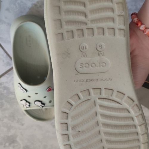 Crocs slippers used, size 40, colorful with charms