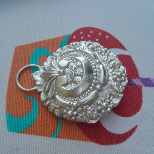 1900 French silver plated handmade cape clasp, women's accessory