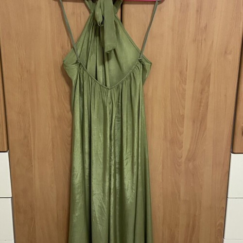 Jumpsuit with Neck Tie and Open Back, New, Green, One Size