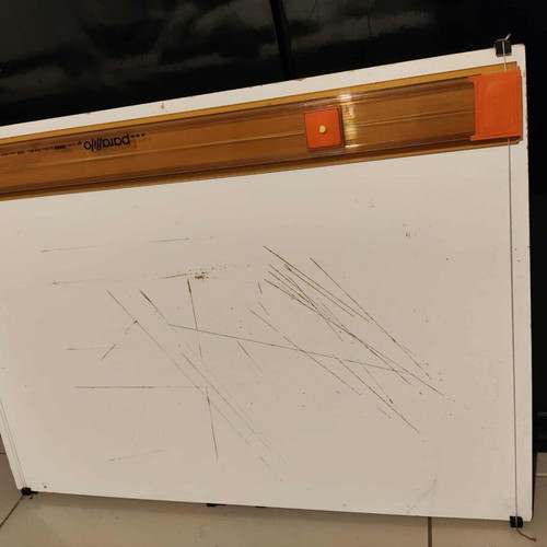 Drafting board with integrated parallelograph used, 72x52 cm