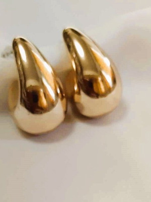 Drop earrings new, gold color acrylic and steel