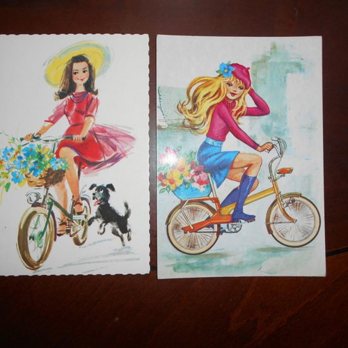 Transport means bicycle used cards, set of 5 pieces