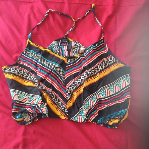 Boho Crop Top Shein with colorful ethnic print size M like new