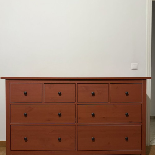 IKEA HEMNES chest of drawers with 8 spacious drawers, red brick color