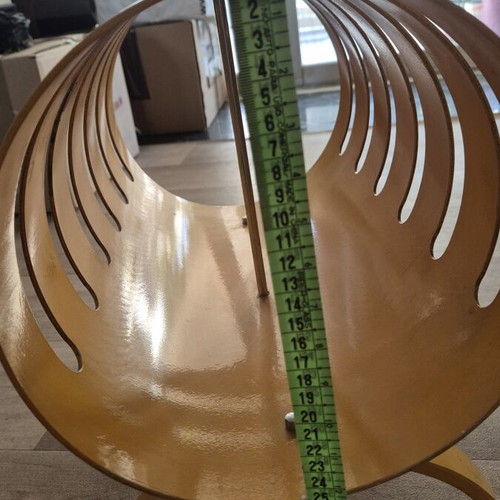 Opal Möbel 70s vintage magazine rack, mustard yellow, Space Age design