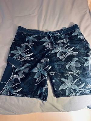 Adidas men's board shorts 2XL like new, blue tropical design