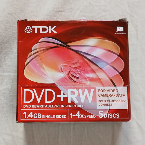 TDK Mini DVD RW 1.4GB Single Sided 1-4x Speed Pack of 5 Like New