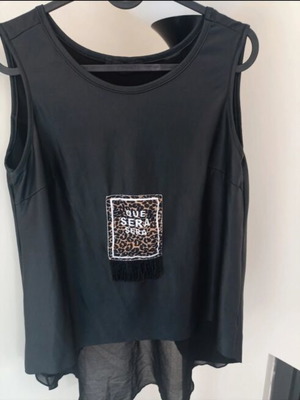 Anel sleeveless faux leather blouse like new, black with transparency