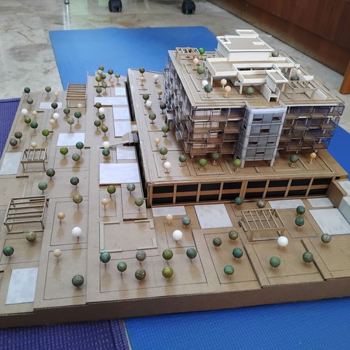 Architectural model 1:200 scale new, cardboard and white pulp