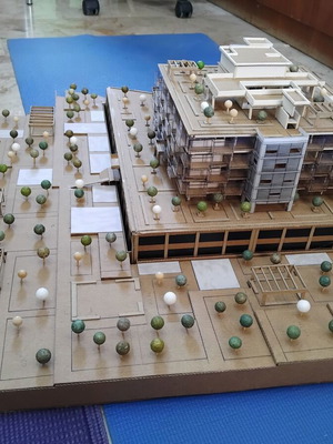Architectural model 1:200 scale new, cardboard and white pulp