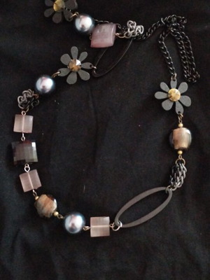 Flower Necklace with Gray Bronze Stones new by Vintage Atelier