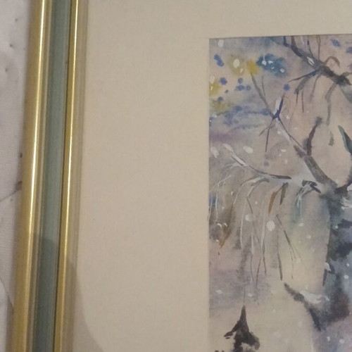 Framed painting with winter nature theme new, 0.45×0.33 m