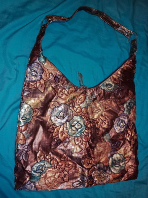Women's shoulder bag like new, fabric with beads decoration