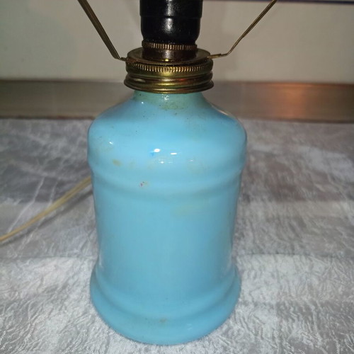 Opaline lamp used with hand-painted shade, shabby chic style
