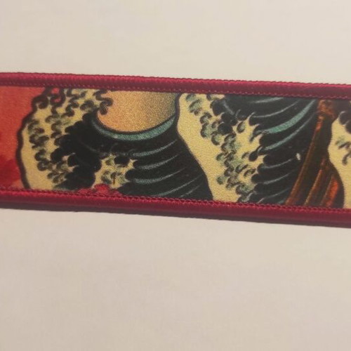 Embroidered fabric keychain The Great Wave Off Kanagawa new, multicolor