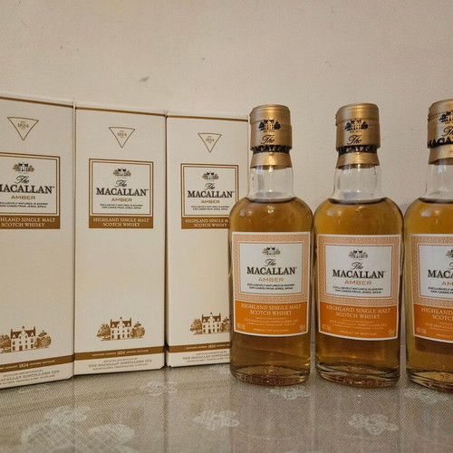 Macallan Amber miniatures new, pack of 3, single malt scotch whisky