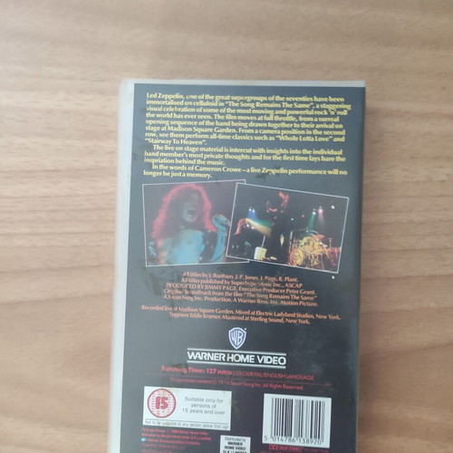 Led Zeppelin The Song Remains The Same VHS tape, Warner Home Video