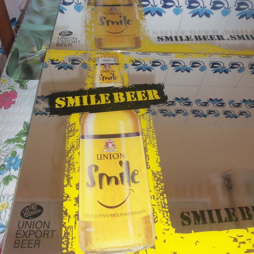 Smile Beer promotional mirror, Union Smile, 37x45 cm