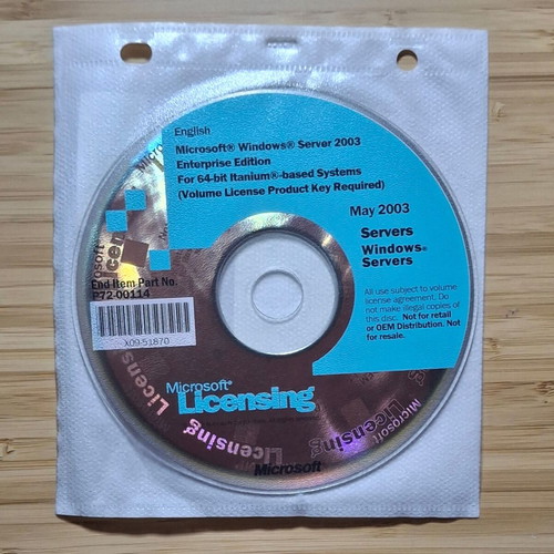 Microsoft Windows Server 2003 Enterprise Edition like new for 64-bit Itanium