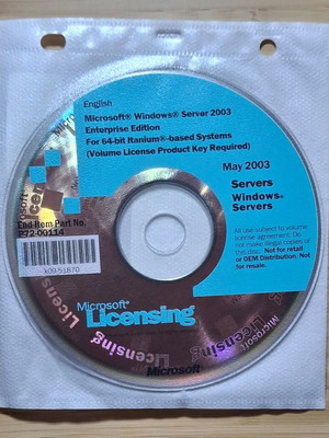 Microsoft Windows Server 2003 Enterprise Edition like new for 64-bit Itanium