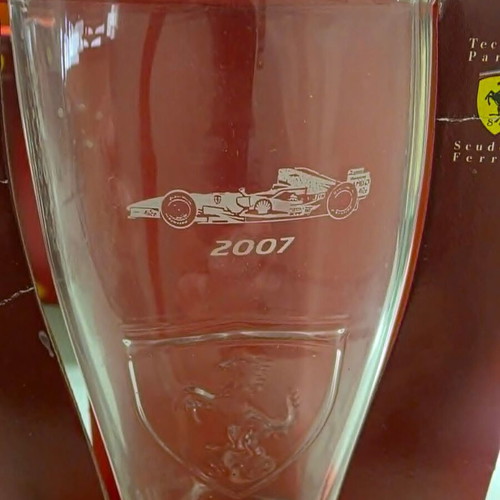 Set of 5 large collectible Ferrari and Athens 2004 glasses