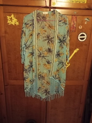 Beach kimono used, turquoise, size M
