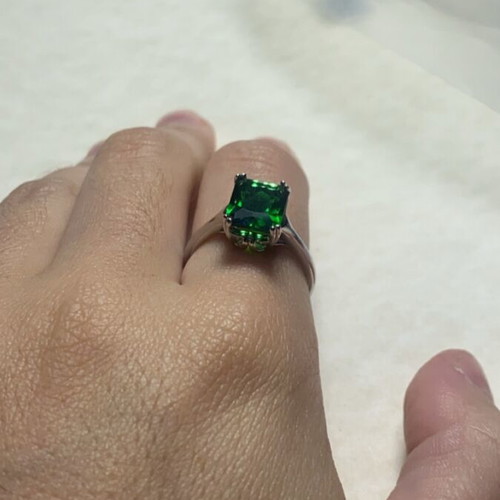 Handmade silver ring with green stone new